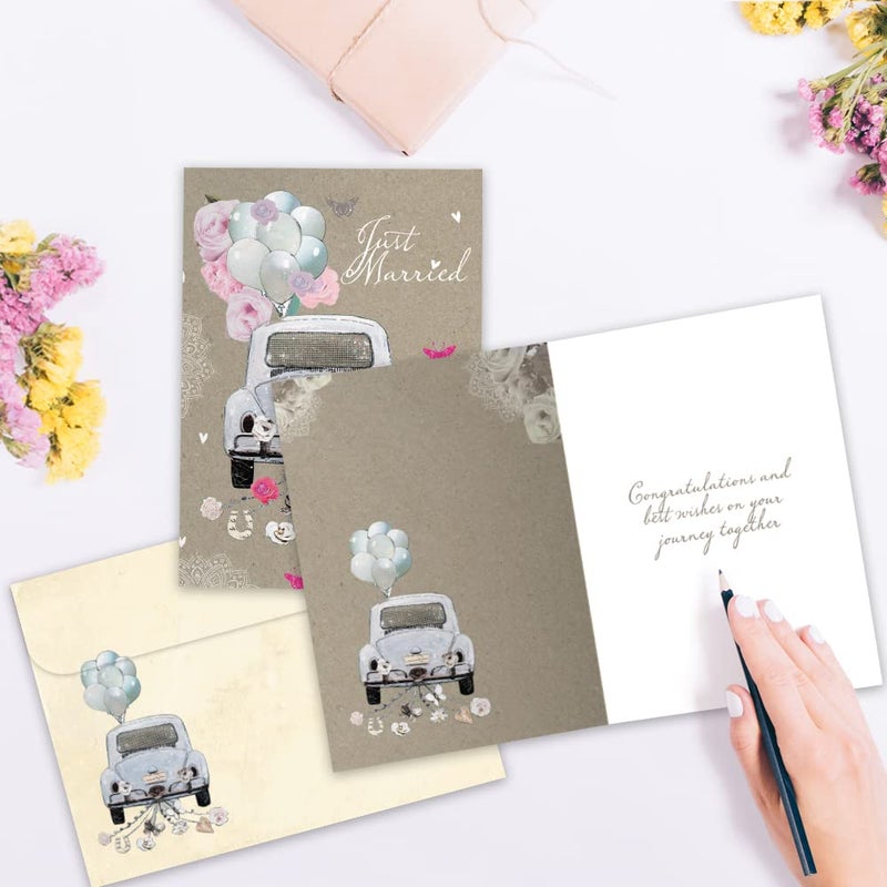 Tree-Free Greetings - Wedding Greeting Cards - Artful Designs - 8 Assorted Cards + Matching Envelopes - Made in USA - 100% Recycled Paper - 5"x7" - Perfect Wedding (GA31462) - Image 2